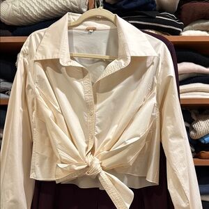 Cream Tie-Front Blouse